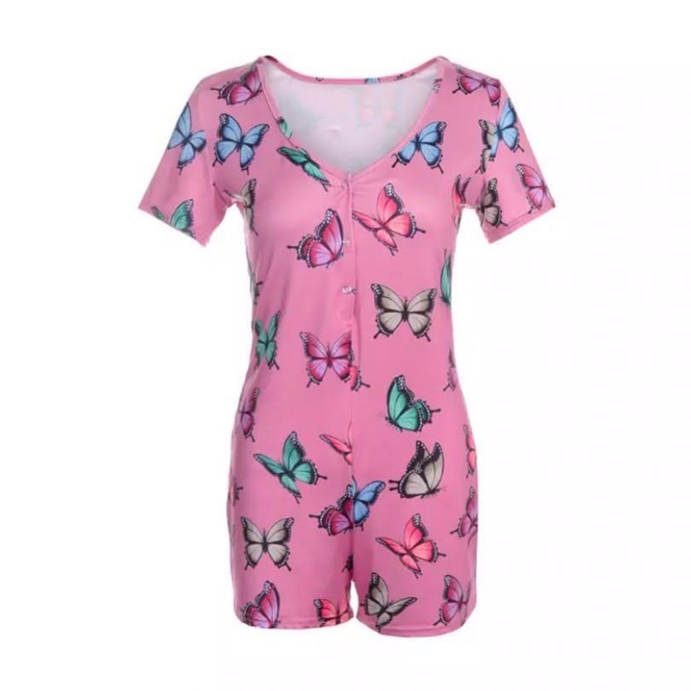 Pink Butterfly Print Women's Sleepwear